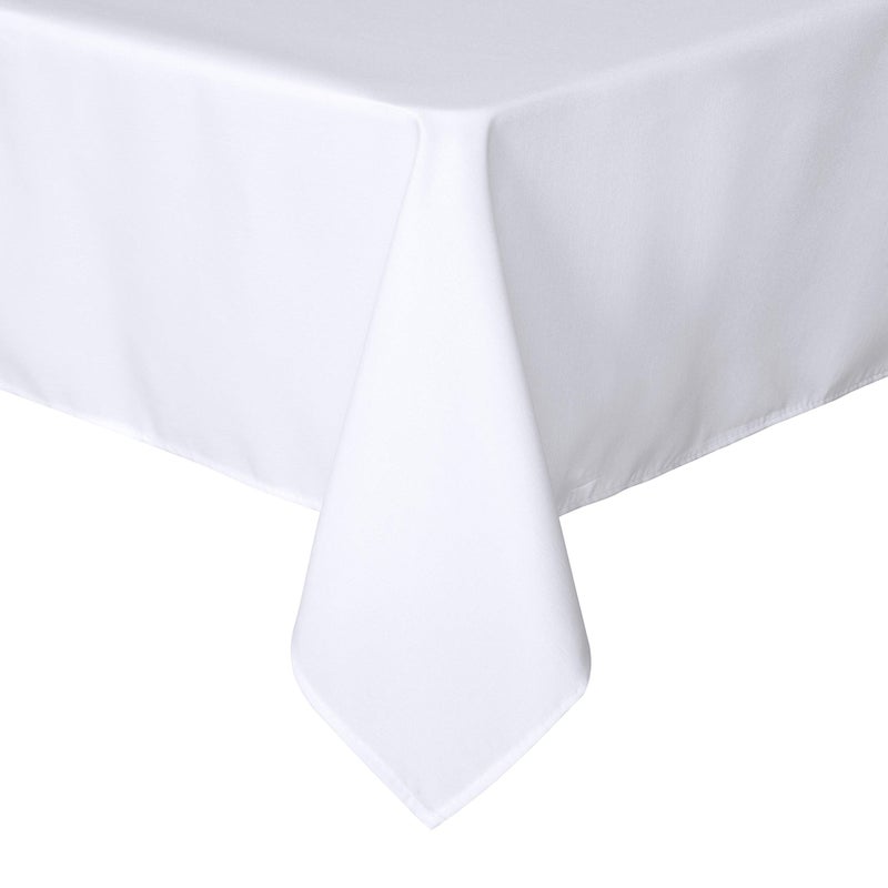 sancua Rectangle Tablecloth - 90 x 156 Inch - Water Resistant Spill Proof Washable Polyester Table Cloth  Decorative Fabric Table Cover for Dining Tables  Buffet Parties and Camping  White - Image 1